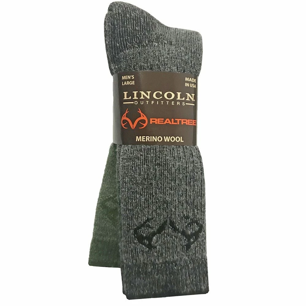 Lincoln Outfitters Men's Merino Wool Blend Boot Sock 2 Pack Black Large - RT/L2/822-BLK/GRN - Socks