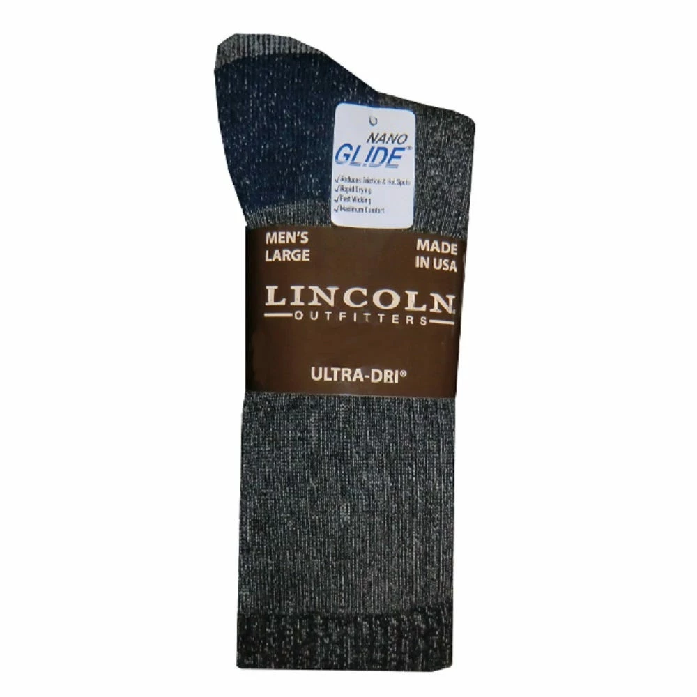 Lincoln Outfitters Men's Mid-Weight Crew Sock 2 Pack Black - L2/72466-BL-L - Socks