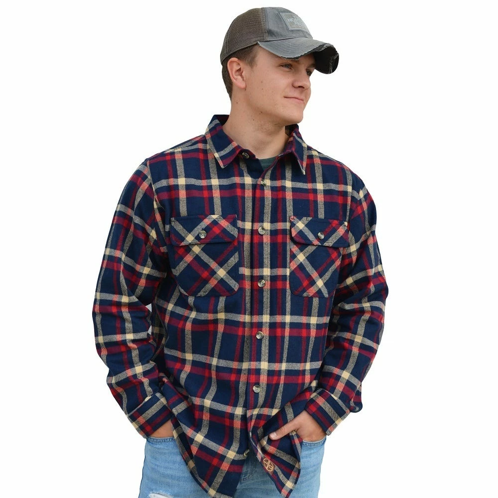 Lincoln Outfitters Men's Brawny Flannel Navy - LOFB-A0522 - Long Sleeve Shirts