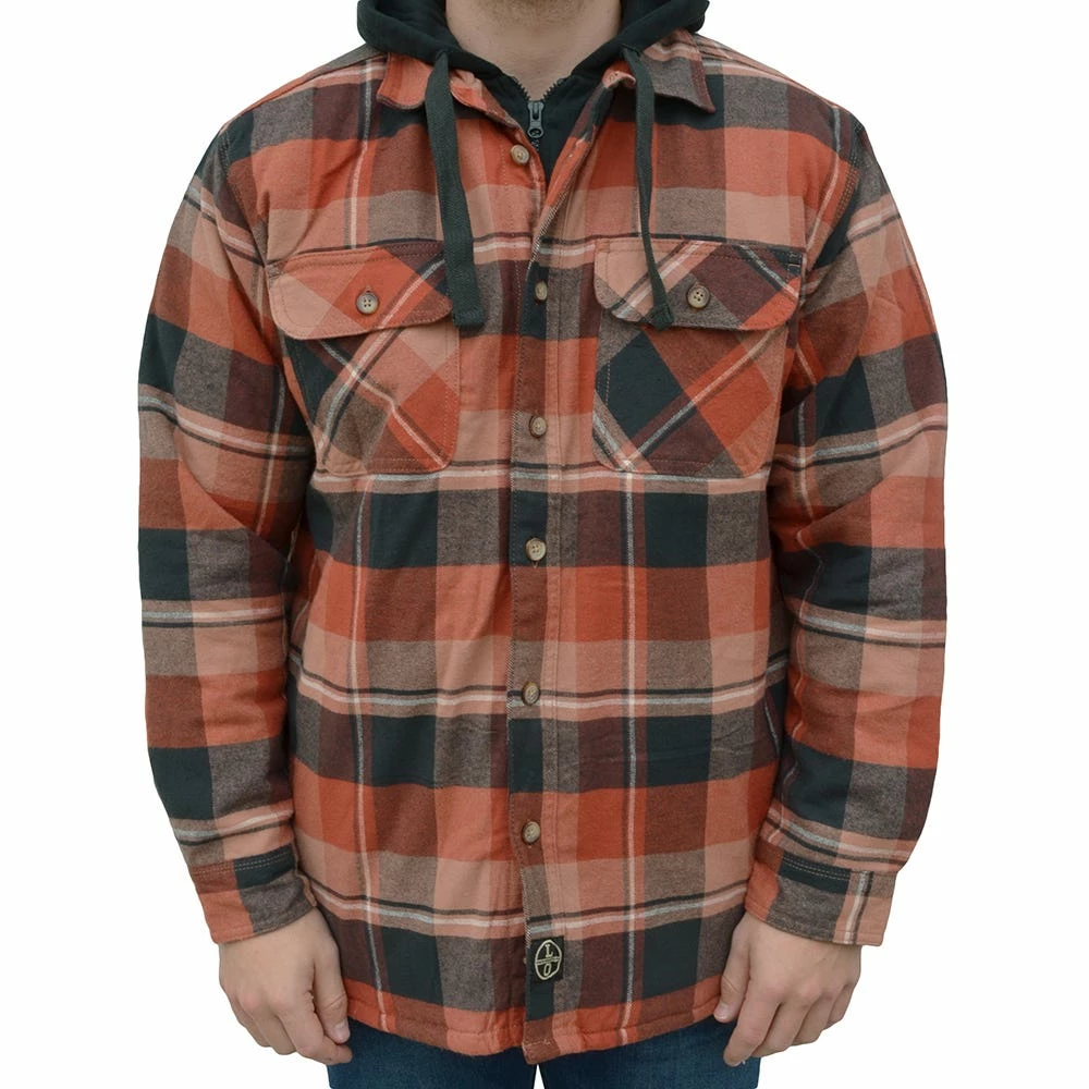 Lincoln Outfitters Men's Hooded Shirt Jacket Russet Red - LOHJ-A0417 - Jackets