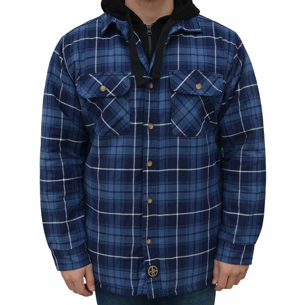 Lincoln Outfitters Men's Hooded Shirt Jacket Navy Blue - LOHJ-A0537 - Jackets