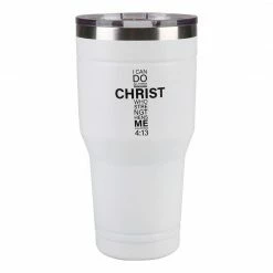 Lincoln Outfitters "All Things Through Christ" 30 oz. Religious Tumbler, White - 89-645-0204 - Tumblers