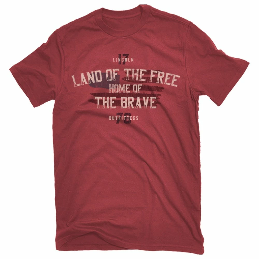 Lincoln Outfitters Men's Short Sleeve Land of the Free T-Shirt Brick Red - LO-151 - T-Shirts