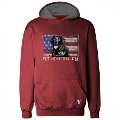 LO Youth Boy's All American Kid Polyester Long Sleeve Hoodie Garnet - LOYPH-09 - Hooded Sweatshirt Kid's