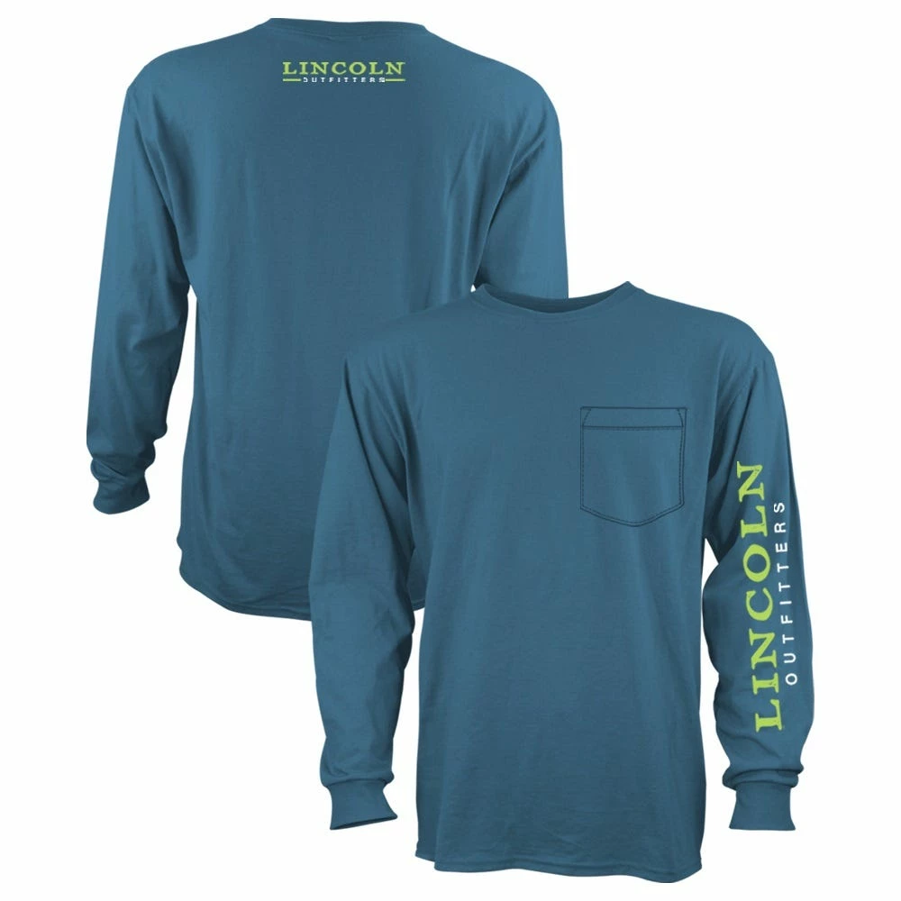 Lincoln Outfitters Men's Heavyweight Long Sleeve Pocket Graphic Tee Bluesteel - LOLSPK-01-BS - Long Sleeve Shirts