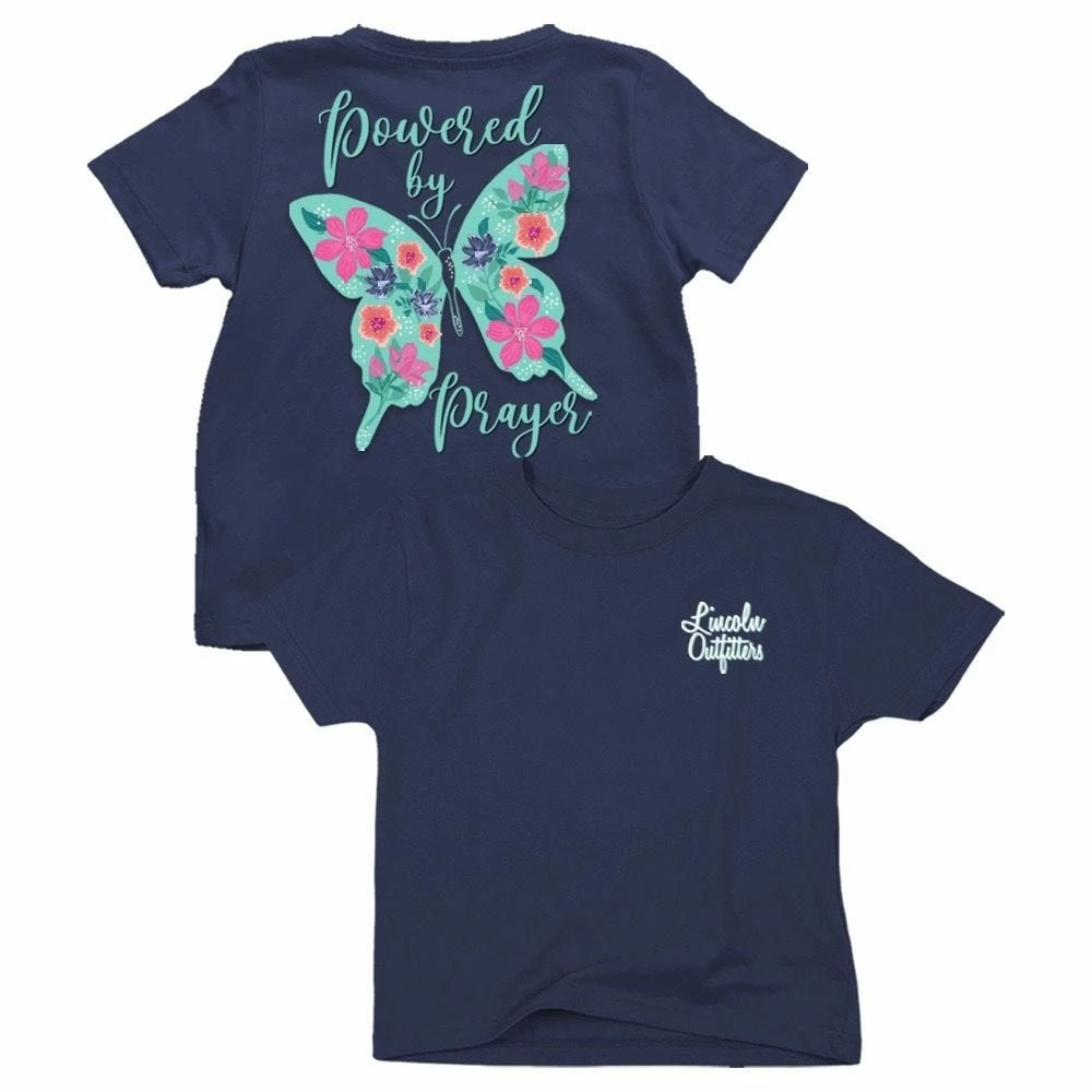 Lincoln Outfitters Youth Girl's Powered By Prayer Short Sleeve T-Shirt - LOY-23 - T-Shirts