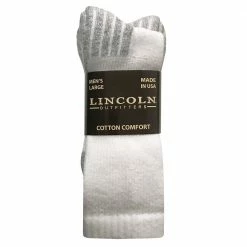Lincoln Outfitters Men's Cotton Crew Sock 3 Pack White - L3/72302-W - Socks