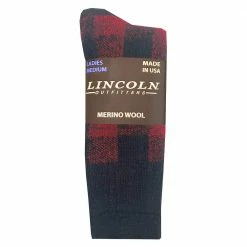 Lincoln Outfitters Women's Buffalo Plaid Merino Wool Crew Sock Red - L72227-RD - Socks