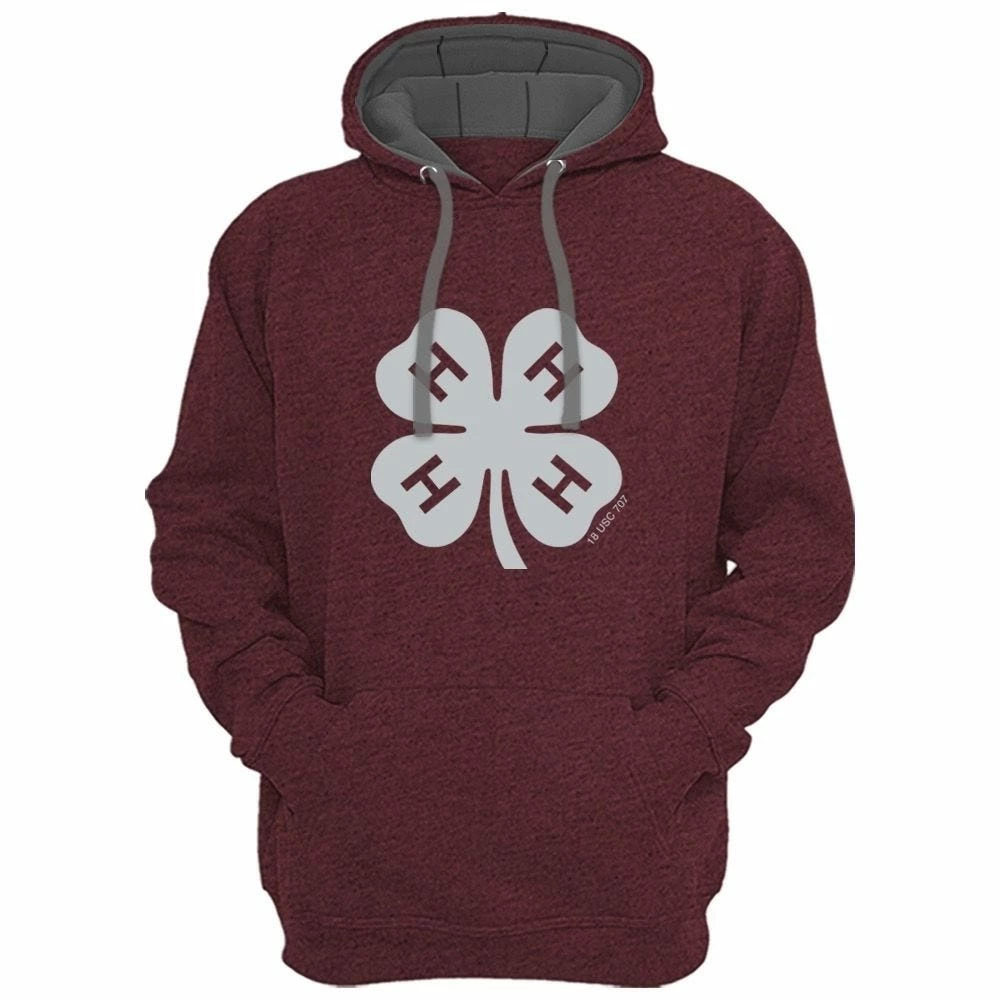 Lincoln Outfitters 4-H Filled Clover Men's Long Sleeve Fleece Hoodie - 4HH-03-MAR - Hooded Sweatshirts