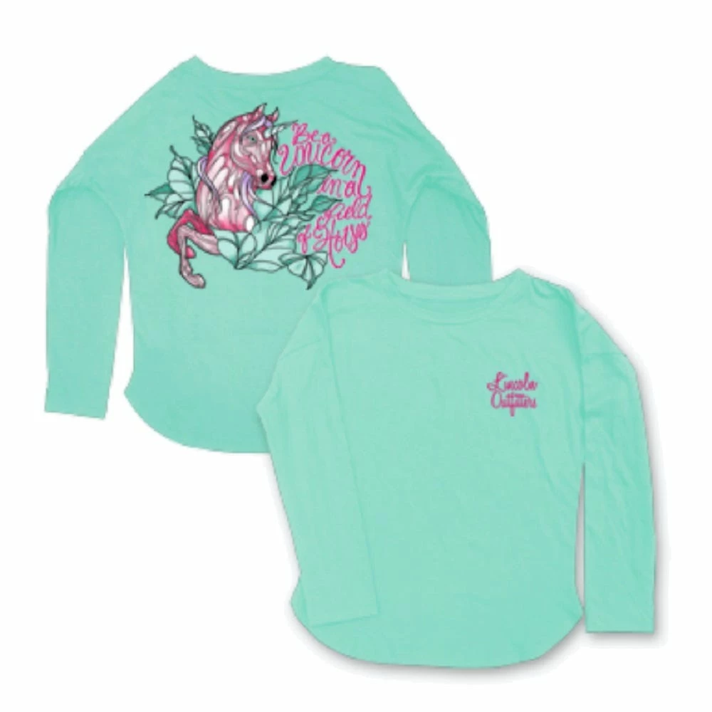 Lincoln Outfitters Girls' Be A Unicorn Long Sleeve T-Shirt Loyls-06 - Shirts
