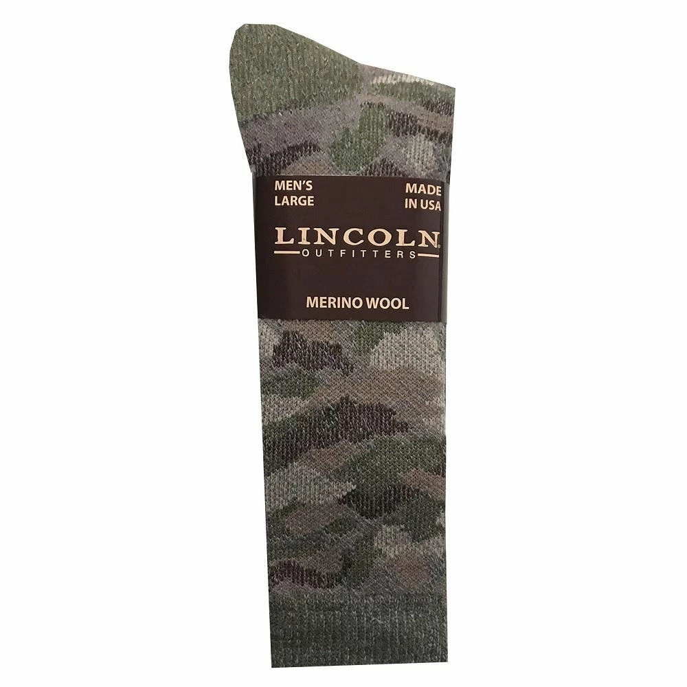 Lincoln Outfitters Men's Camo Merino Wool Sock Green - L9063-CGR - Socks