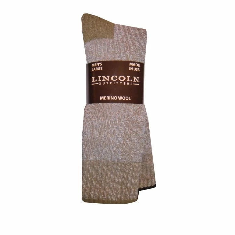 Lincoln Outfitters Men's Merino Wool Blend Marl Boot Sock 2 Pack Tan Large - L2/72516-COY-L - Socks
