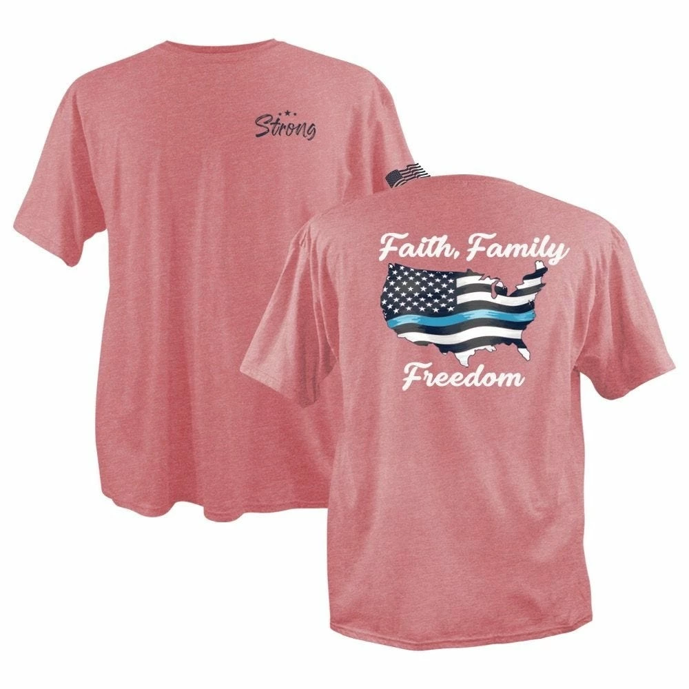 Lincoln Outfitters Strong Ladies Faith Family Blue Short Sleeve T-Shirt - SGL-37 - T-Shirts