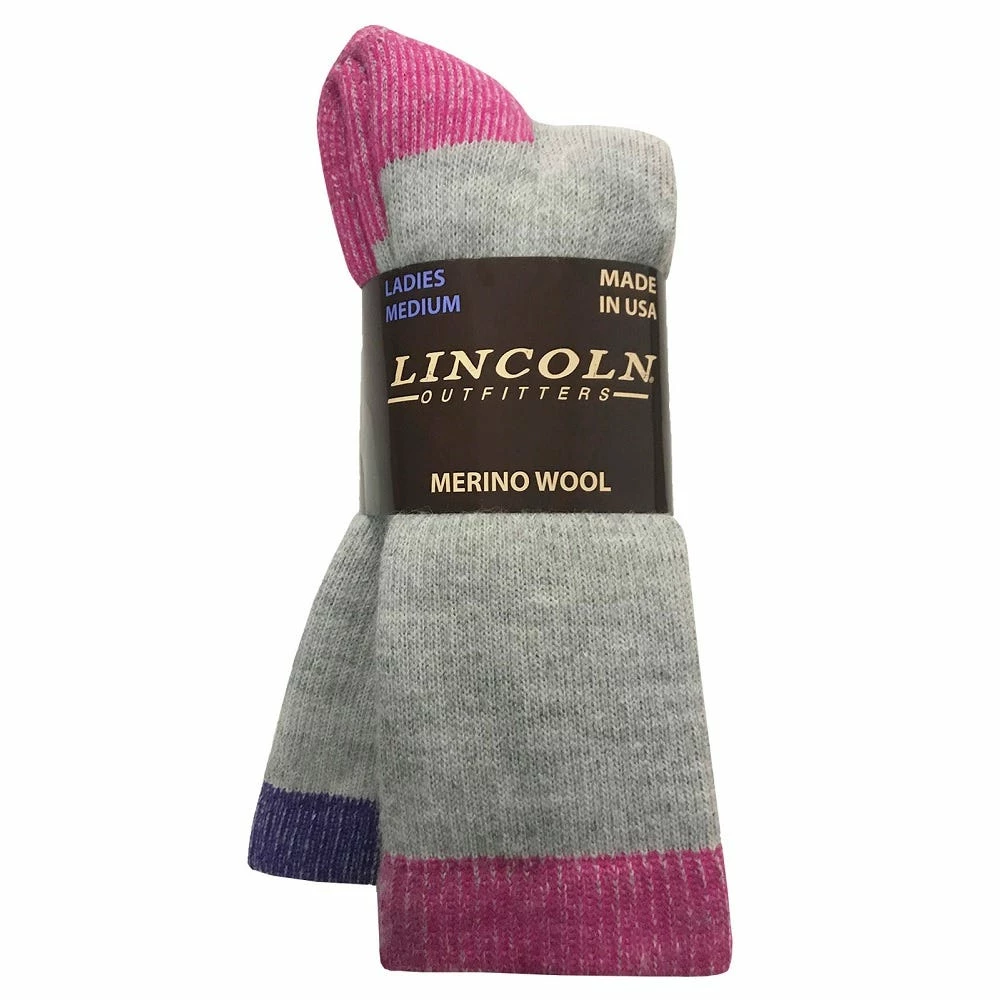 Lincoln Outfitters Women's Merino Wool Blend Boot Sock 2 Pack Grey - L2/704-FU-PU - Socks