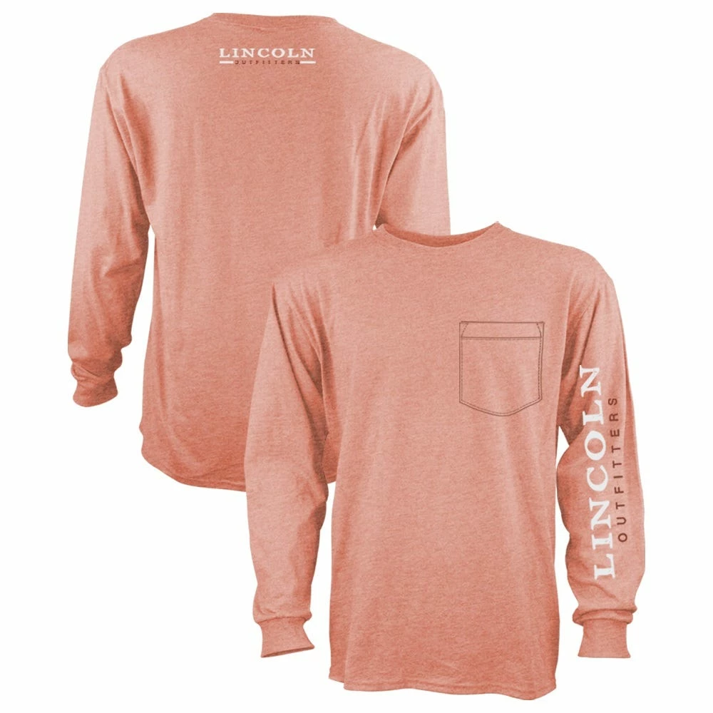 Lincoln Outfitters Men's Heavyweight Long Sleeve Pocket Graphic Tee Canyon Sunset Dark Heather - LOLSPK-01-CSDH - Long Sleeve Shirts