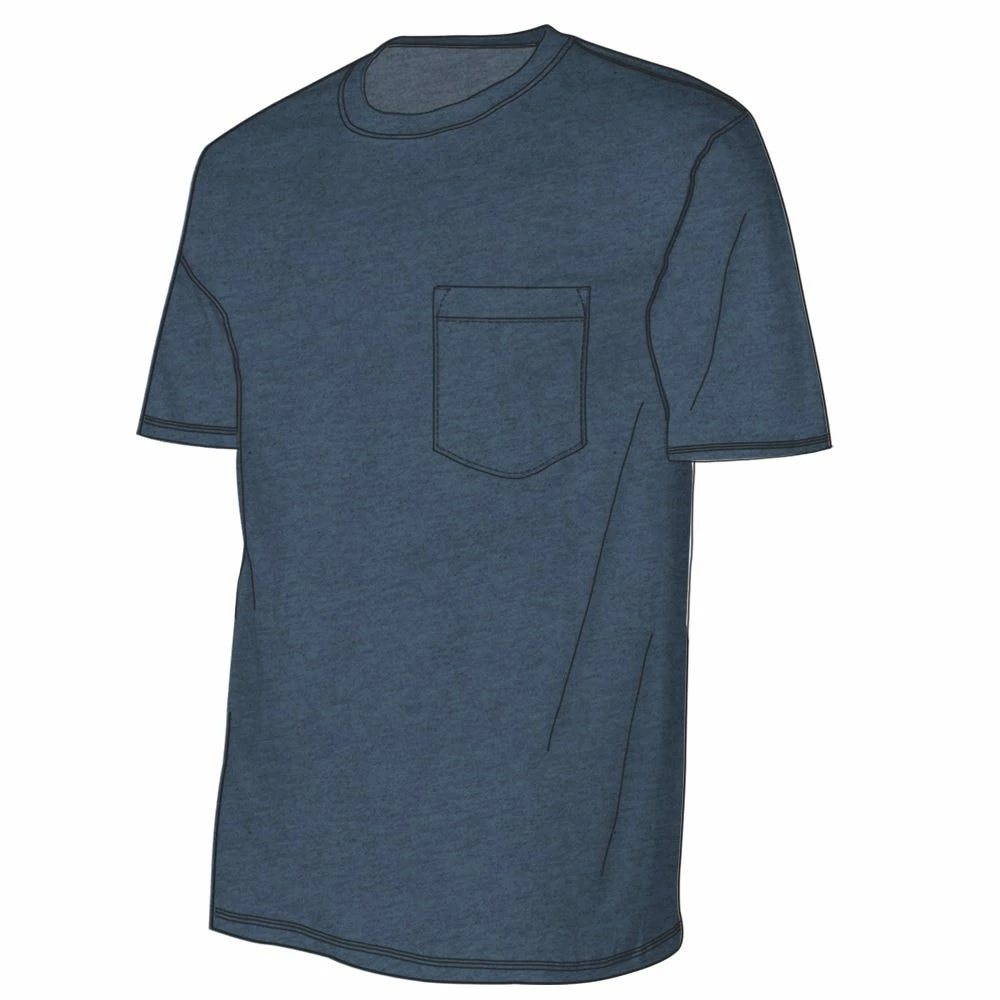 Lincoln Outfitters Men's Heavyweight Relaxed Fit Short Sleeve Pocket Tee Vintage Indigo Black Heather - LOPK-01R-VIB - Pocket T-Shirt