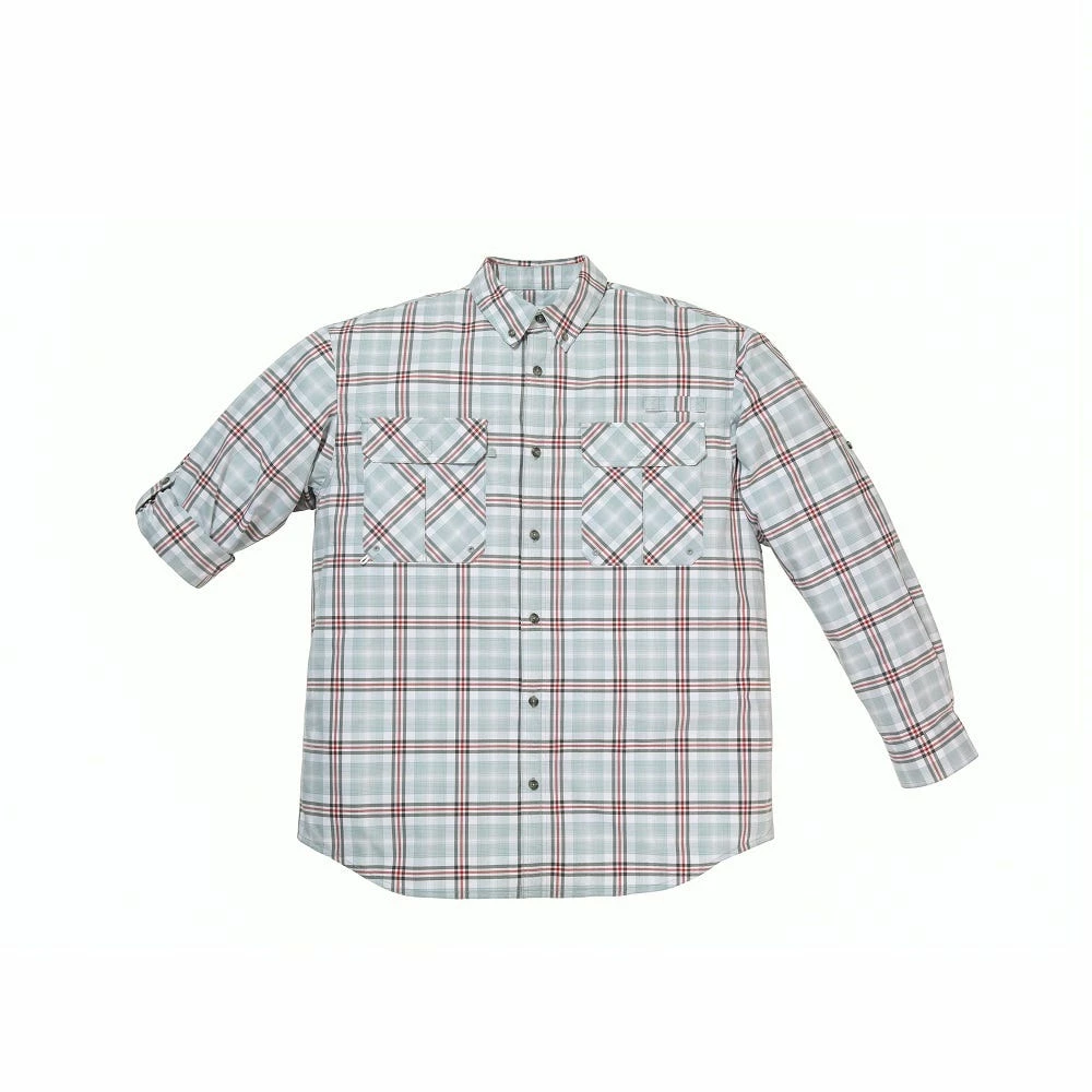 Lincoln Outfitters Men's Long Sleeve Plaid Shirt Grey/Red - G4359-GRYRED - Long Sleeve Shirts